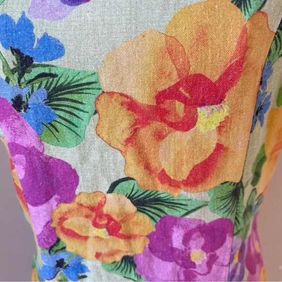 Farm Rio flower print linen viscose blend short sleeve mini dress size S - Picture 4 of 10